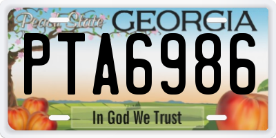 GA license plate PTA6986