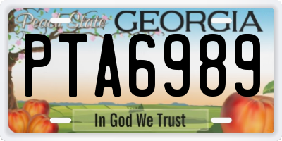 GA license plate PTA6989