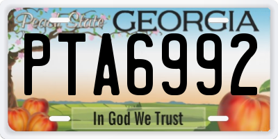 GA license plate PTA6992