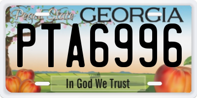 GA license plate PTA6996