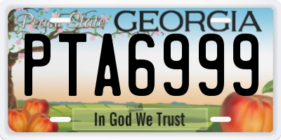 GA license plate PTA6999