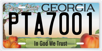 GA license plate PTA7001