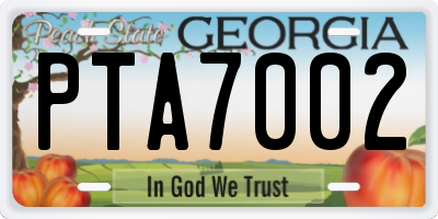 GA license plate PTA7002