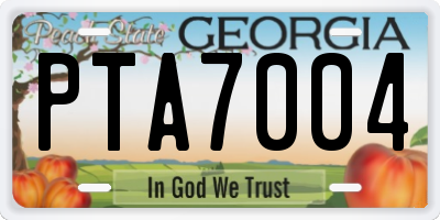 GA license plate PTA7004