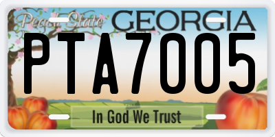 GA license plate PTA7005