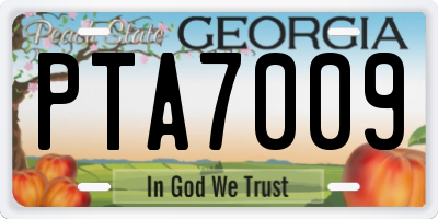 GA license plate PTA7009