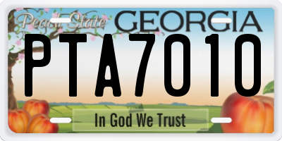 GA license plate PTA7010