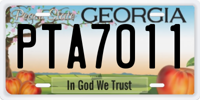 GA license plate PTA7011