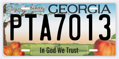 GA license plate PTA7013