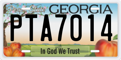 GA license plate PTA7014