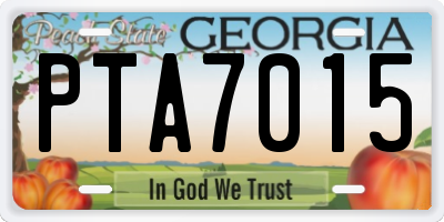 GA license plate PTA7015