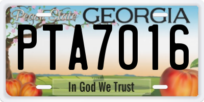 GA license plate PTA7016