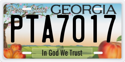 GA license plate PTA7017