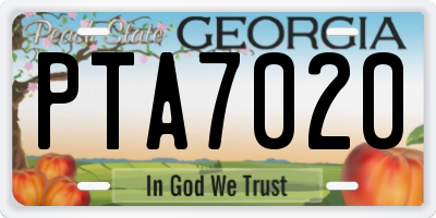 GA license plate PTA7020