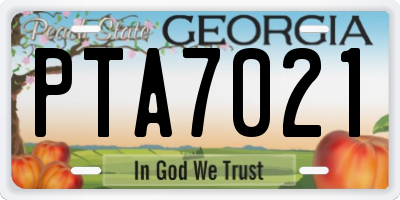 GA license plate PTA7021