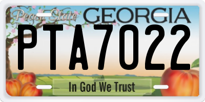 GA license plate PTA7022