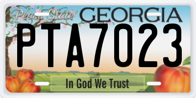 GA license plate PTA7023