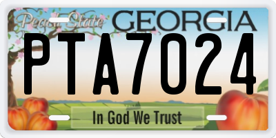 GA license plate PTA7024
