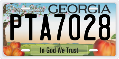 GA license plate PTA7028