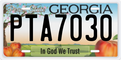 GA license plate PTA7030