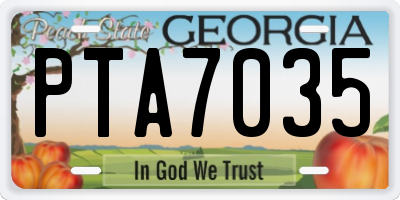 GA license plate PTA7035