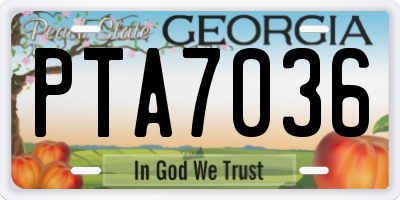 GA license plate PTA7036