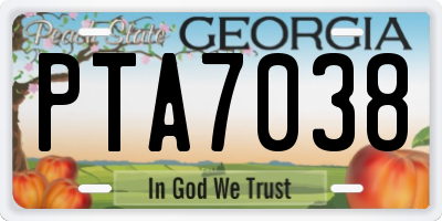 GA license plate PTA7038