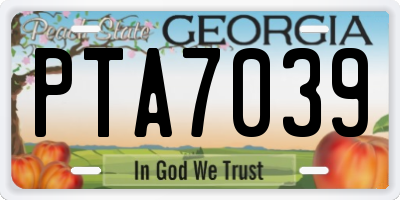 GA license plate PTA7039