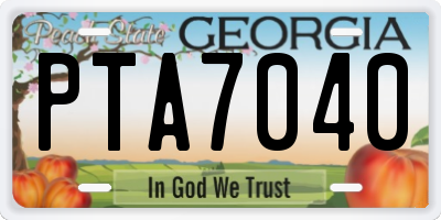 GA license plate PTA7040