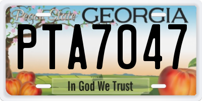 GA license plate PTA7047