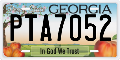 GA license plate PTA7052
