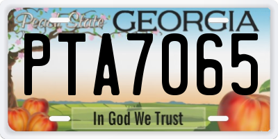 GA license plate PTA7065