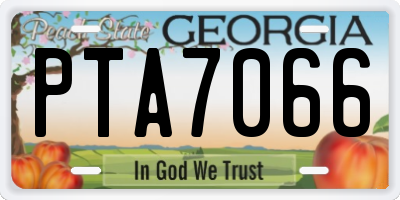 GA license plate PTA7066