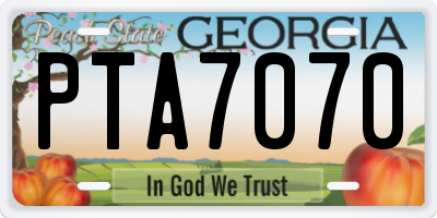 GA license plate PTA7070