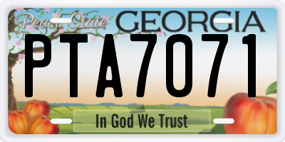 GA license plate PTA7071