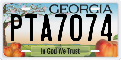 GA license plate PTA7074