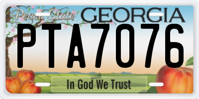 GA license plate PTA7076