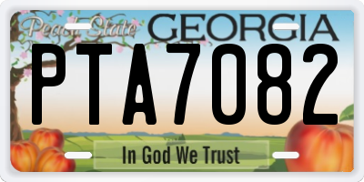 GA license plate PTA7082