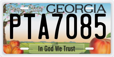 GA license plate PTA7085