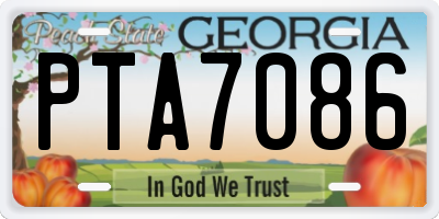 GA license plate PTA7086