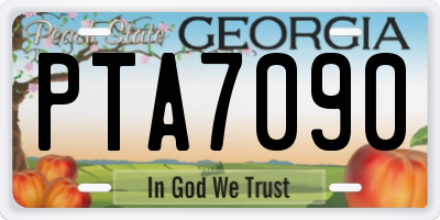 GA license plate PTA7090