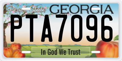 GA license plate PTA7096