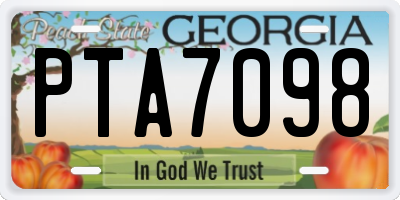 GA license plate PTA7098