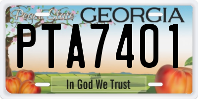GA license plate PTA7401