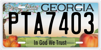 GA license plate PTA7403