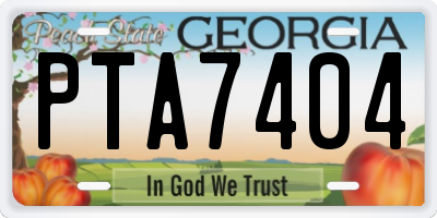 GA license plate PTA7404