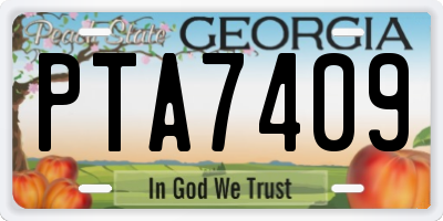 GA license plate PTA7409