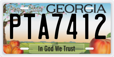 GA license plate PTA7412