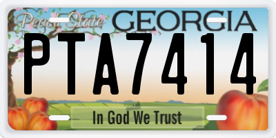 GA license plate PTA7414