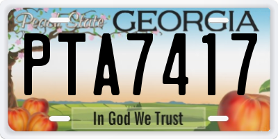 GA license plate PTA7417